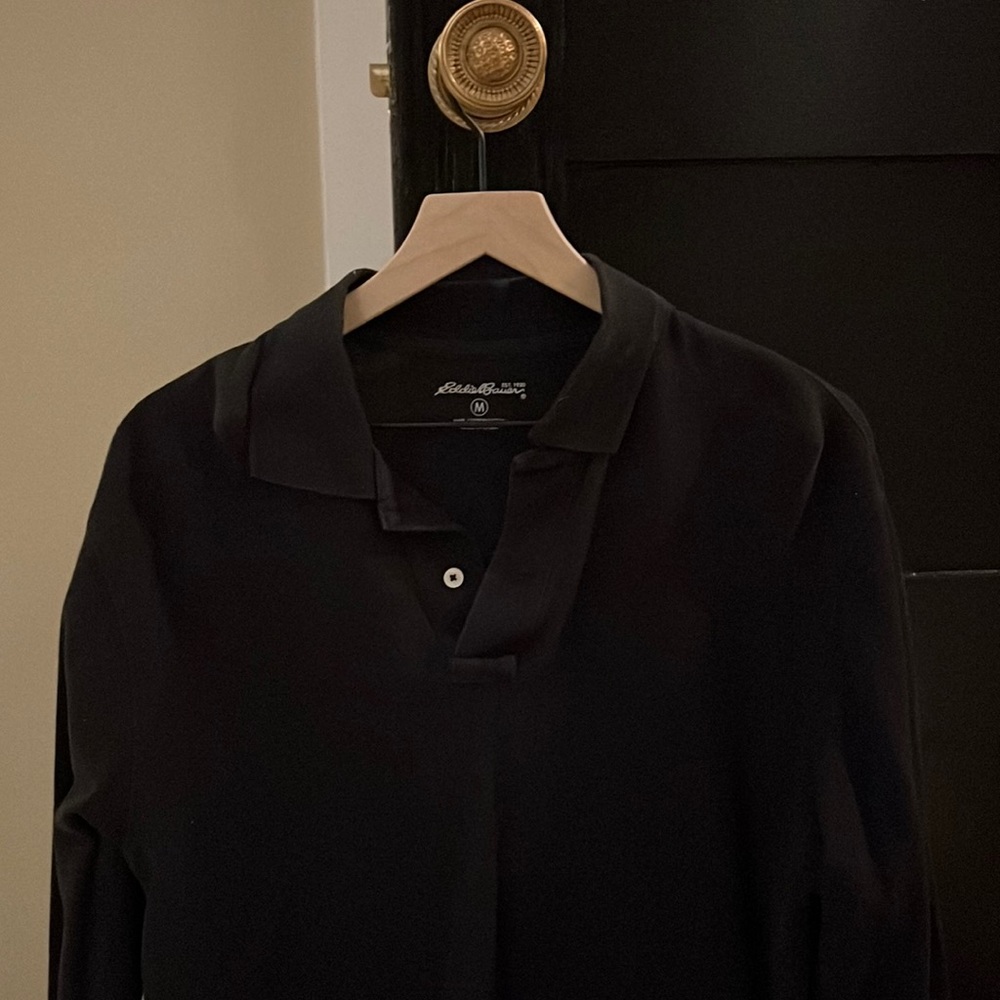 Eddie Bauer long sleeve polo, black, M